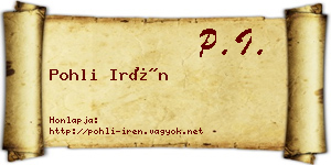 Pohli Irén névjegykártya